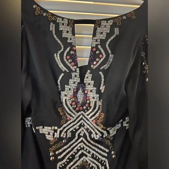 Nanette Lepor Silk Beaded Sleeved Mini Dress - Picture 4 of 13